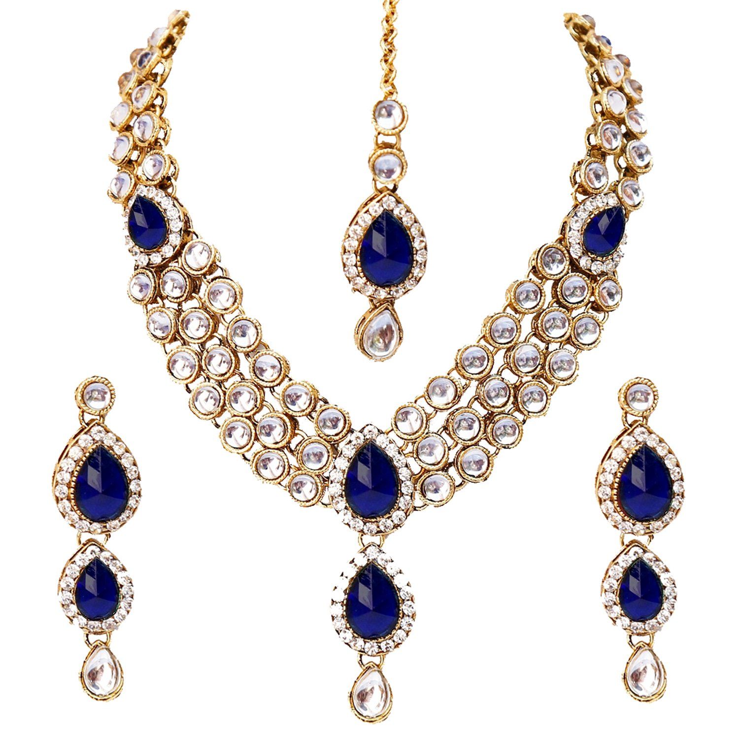 Stylish Gold Plated Thread Work Designer Blue Necklace - Styylo Fashion -  3967747